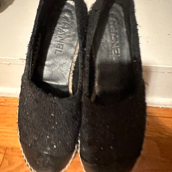100% GENUINE Chanel Tweed & Leather CC Cap Toe Espadrille Flats Size NIB Sz 39 - Picture 5 of 9
